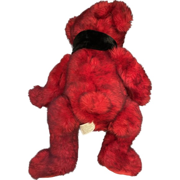 Valentine's Day Teddy Bear Plush 18" Stuffed Animal Black Velvet Ribbon Heart - Picture 2 of 5